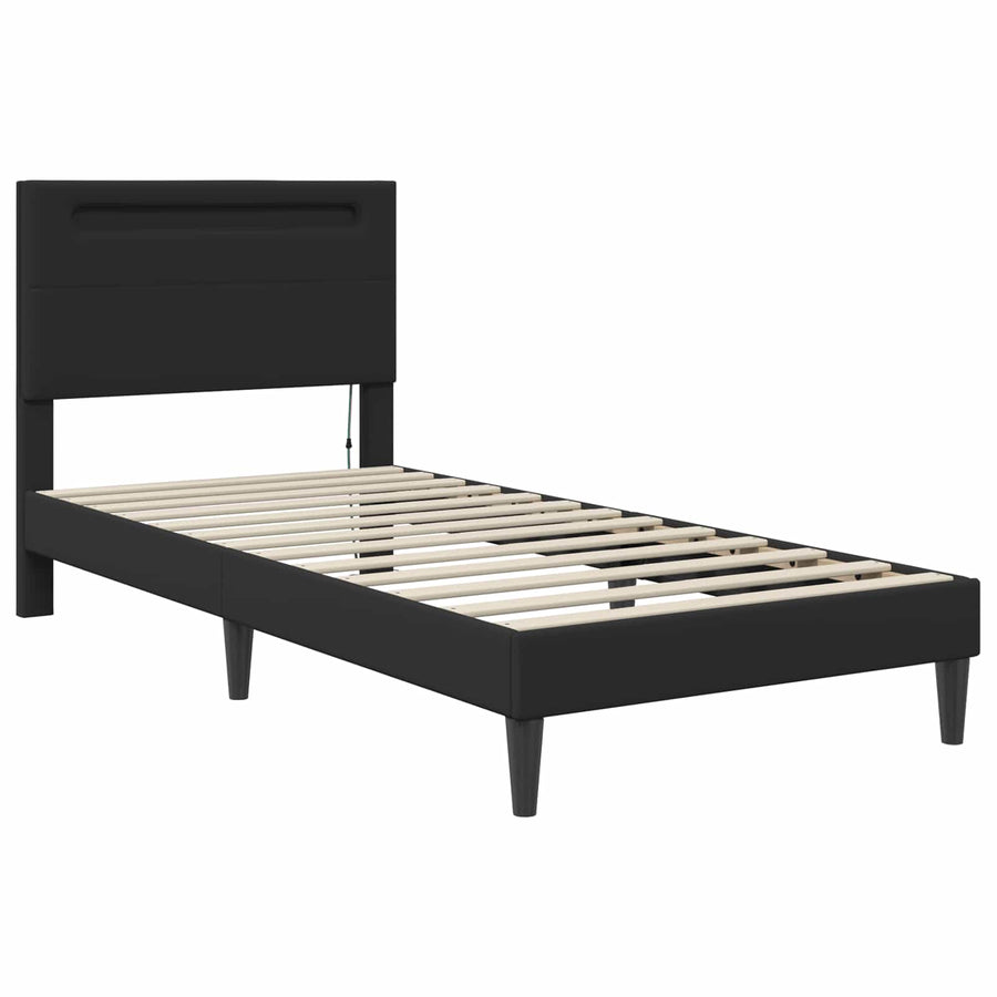 Bedframe met LED-stripverlichting Zwart 100 x 200 cm Kunstleer