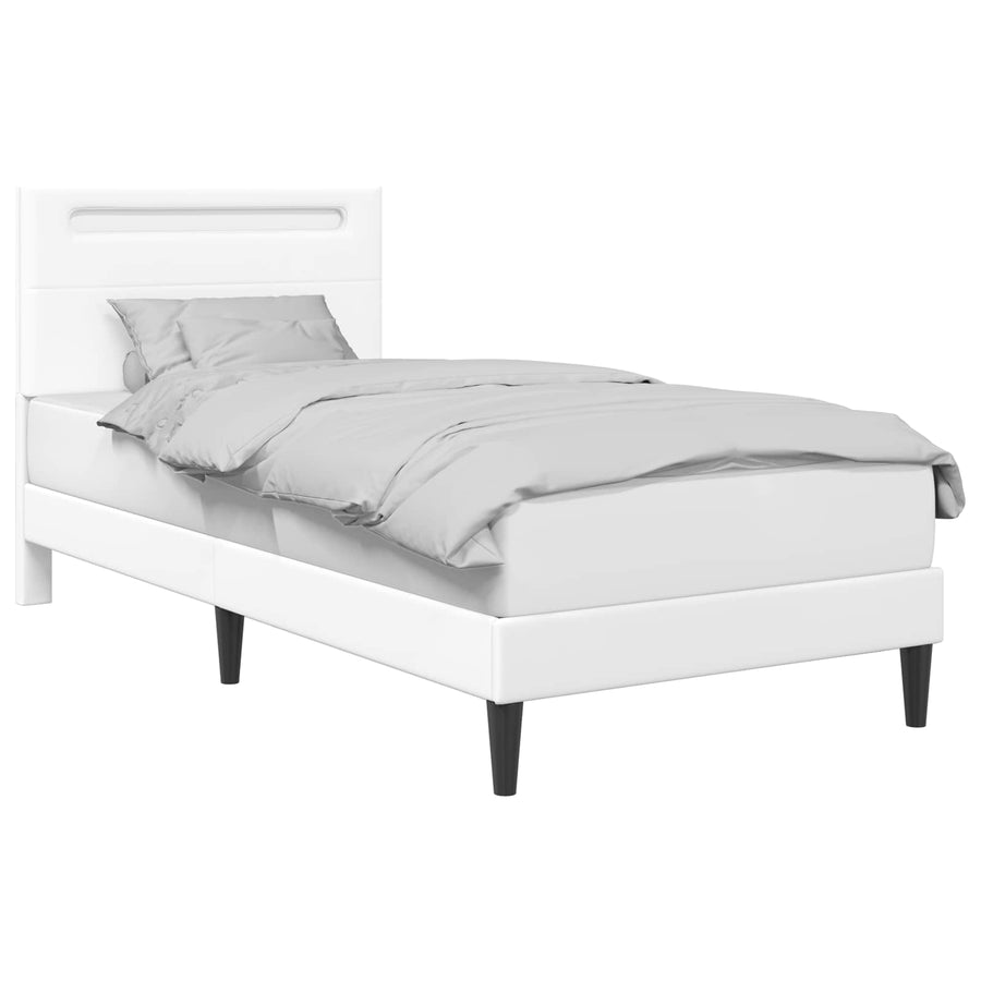 Bedframe met LED-stripverlichting Wit 100 x 200 cm Kunstleer