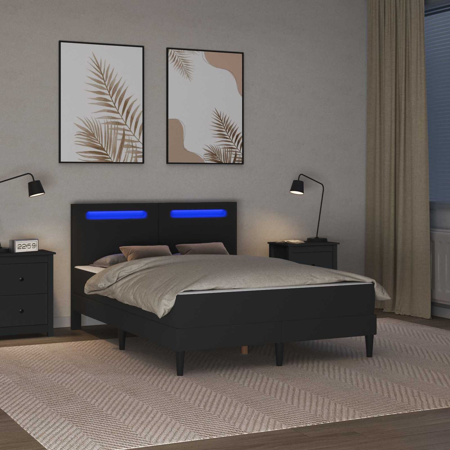 Bedframe met LED-stripverlichting 2 pcs Kunstleer