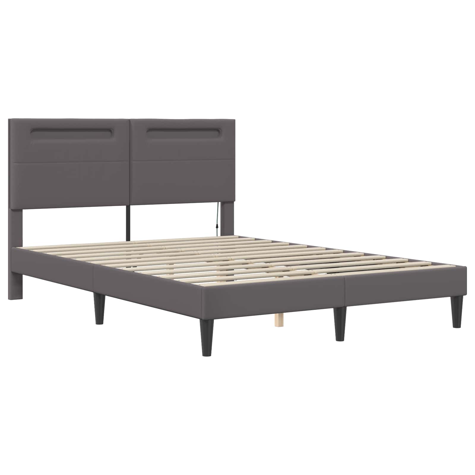 Bedframe met LED-stripverlichting Grijs 120 x 200 cm Kunstleer