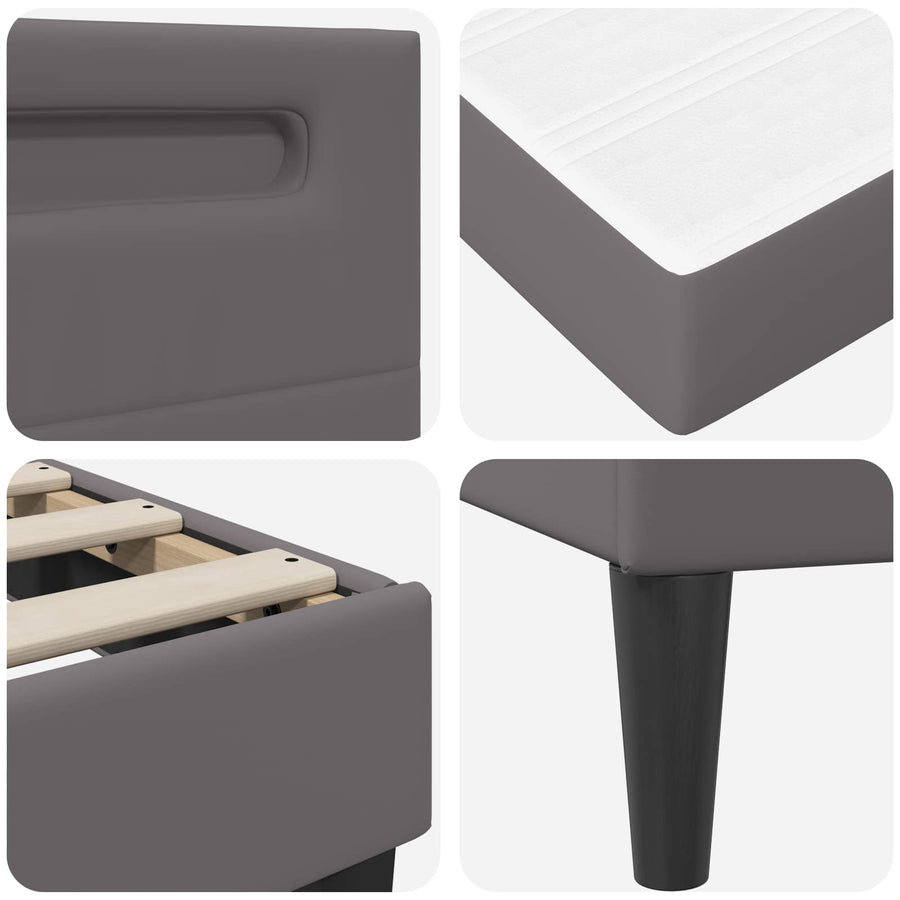 Bedframe met LED-stripverlichting Grijs 140 x 190 cm Kunstleer