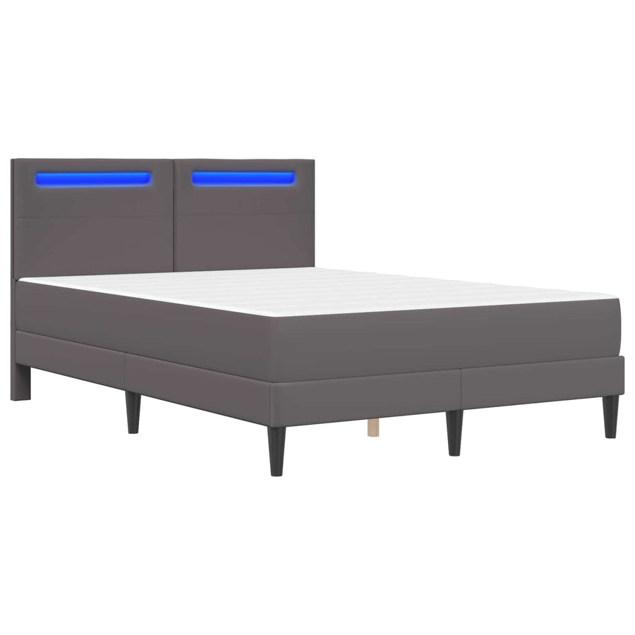 Bedframe met LED-stripverlichting Grijs 140 x 190 cm Kunstleer
