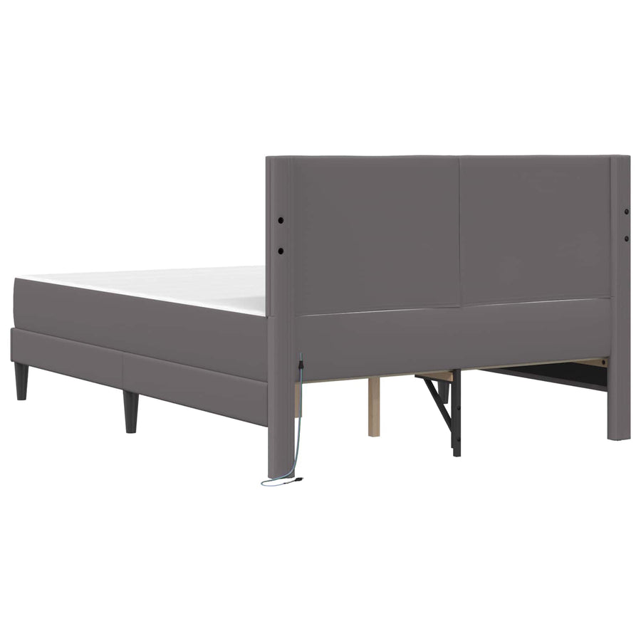 Bedframe met LED-stripverlichting Grijs 140 x 190 cm Kunstleer