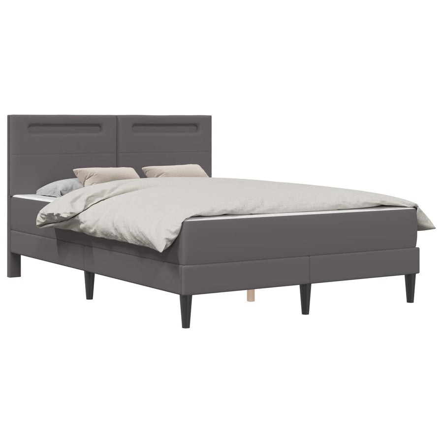 Bedframe met LED-stripverlichting Grijs 140 x 190 cm Kunstleer