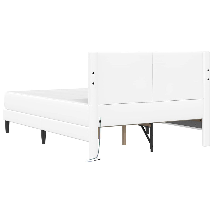 Bedframe met LED-stripverlichting Wit 140 x 190 cm Kunstleer