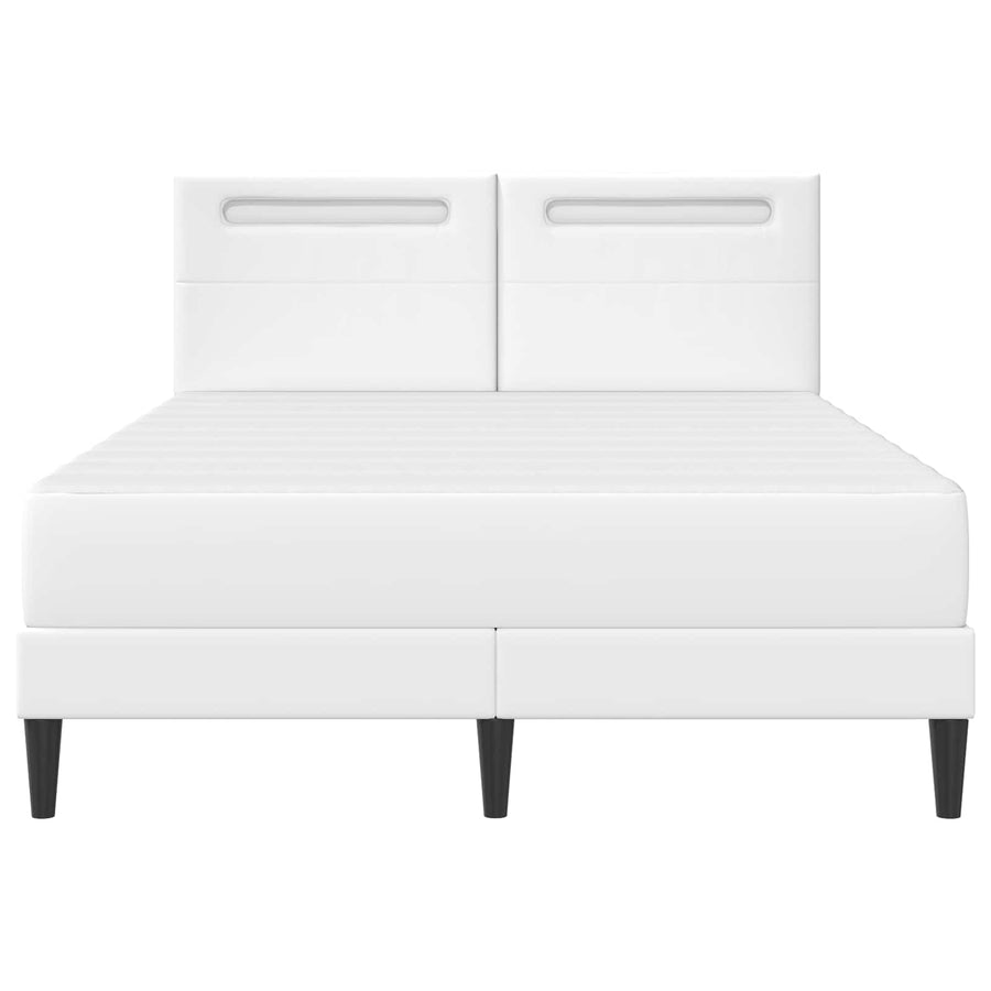 Bedframe met LED-stripverlichting Wit 140 x 190 cm Kunstleer