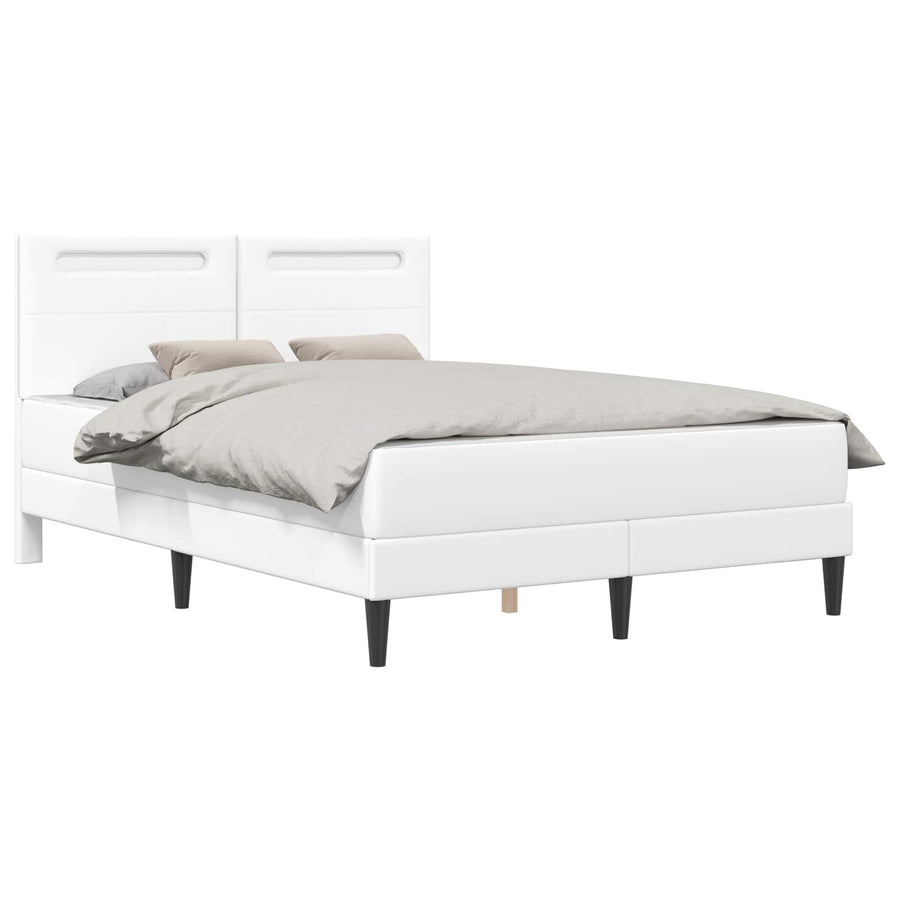 Bedframe met LED-stripverlichting Wit 140 x 190 cm Kunstleer