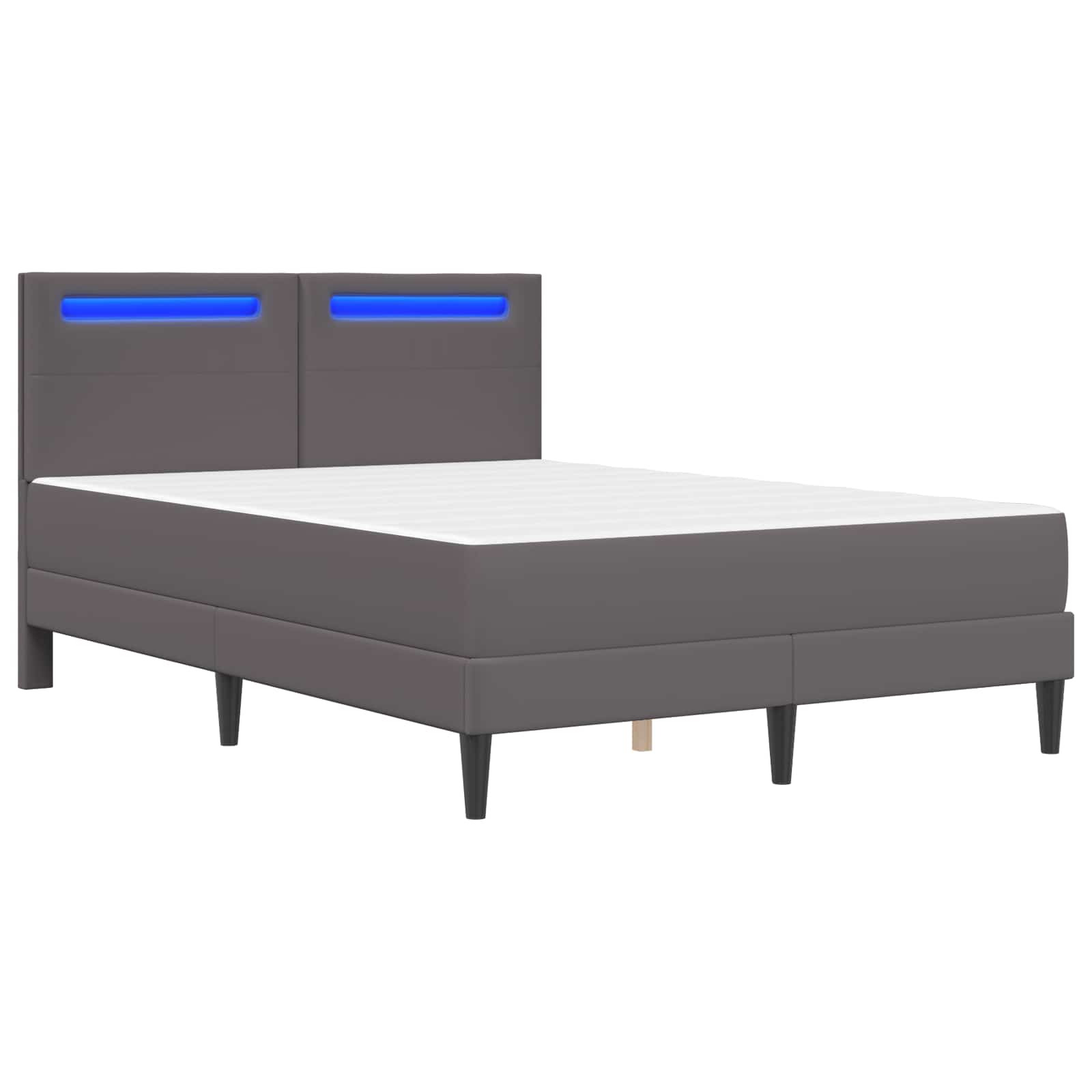 Bedframe met LED-stripverlichting Grijs 140 x 200 cm Kunstleer