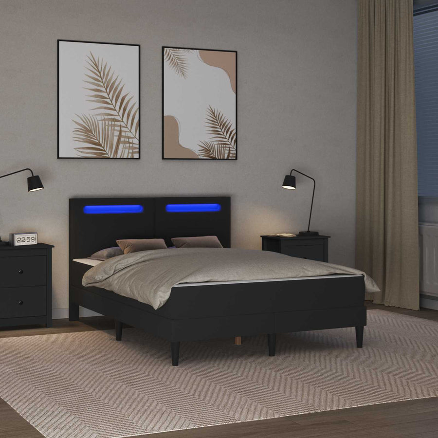 Bedframe met LED-stripverlichting Zwart 140 x 200 cm Kunstleer