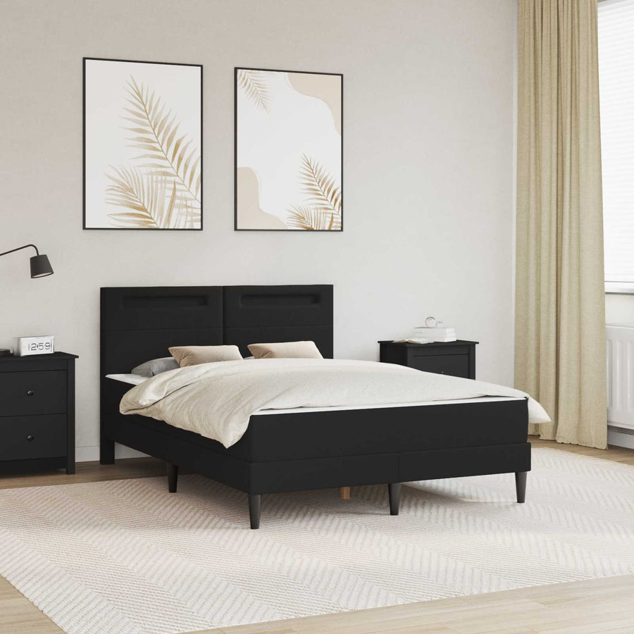 Bedframe met LED-stripverlichting Zwart 140 x 200 cm Kunstleer