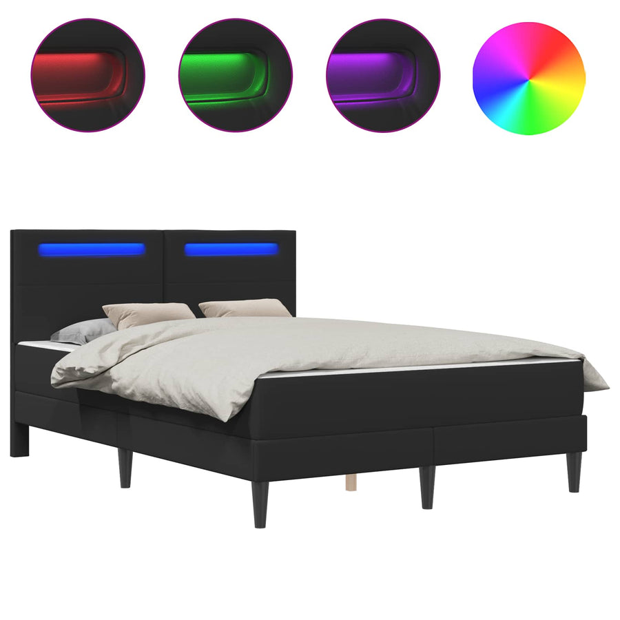 Bedframe met LED-stripverlichting Zwart 140 x 200 cm Kunstleer