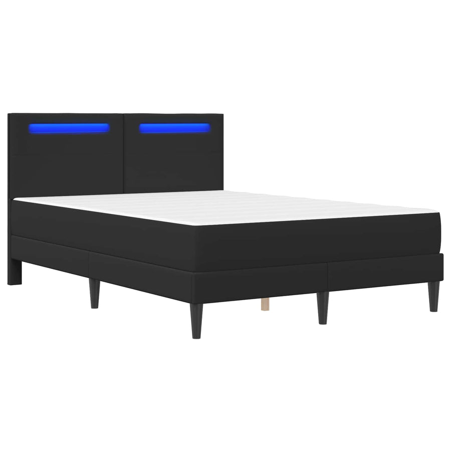 Bedframe met LED-stripverlichting Zwart 140 x 200 cm Kunstleer