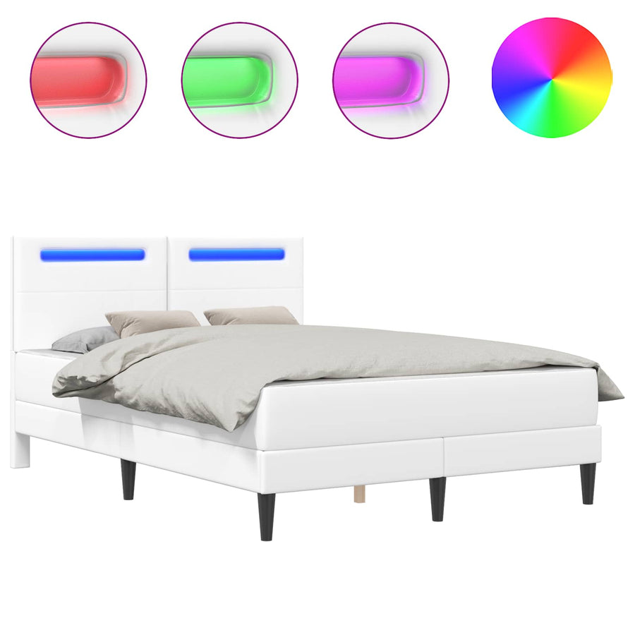 Bedframe met LED-stripverlichting Wit 140 x 200 cm Kunstleer