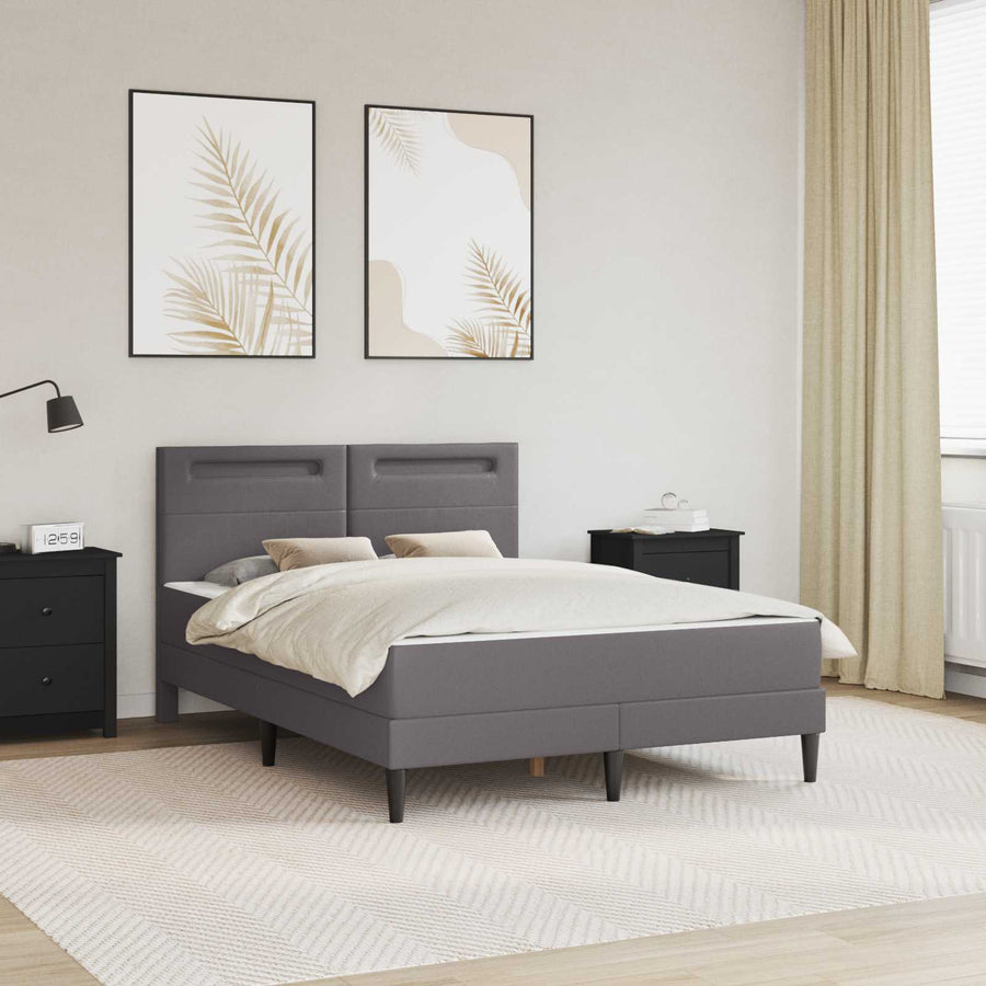 Bedframe met LED-stripverlichting Grijs 160 x 200 cm Kunstleer