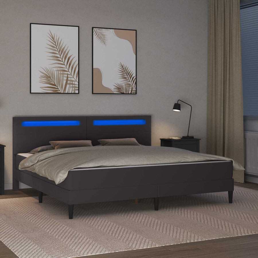 Bedframe met LED-stripverlichting Grijs 180 x 200 cm Kunstleer