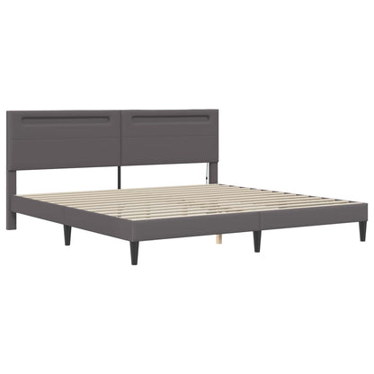 Bedframe met LED-stripverlichting Grijs 180 x 200 cm Kunstleer
