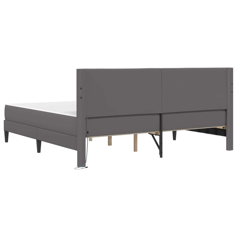 Bedframe met LED-stripverlichting Grijs 180 x 200 cm Kunstleer