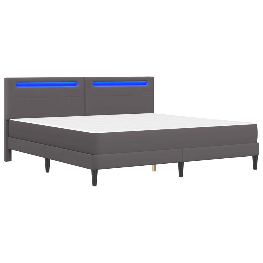 Bedframe met LED-stripverlichting Grijs 200 x 200 cm Kunstleer