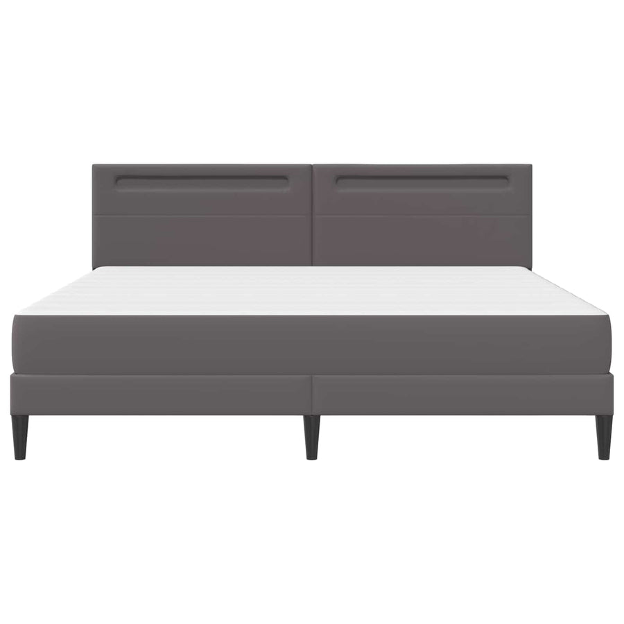 Bedframe met LED-stripverlichting Grijs 200 x 200 cm Kunstleer