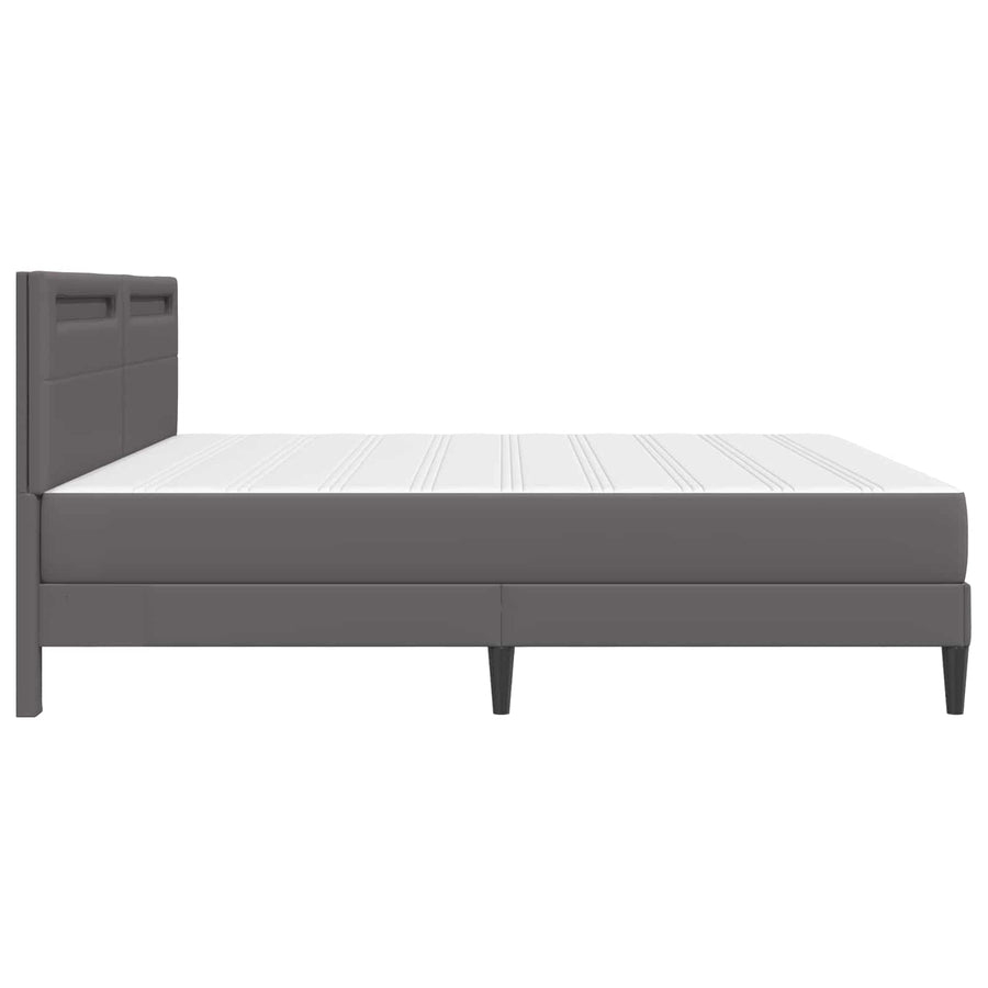 Bedframe met LED-stripverlichting Grijs 200 x 200 cm Kunstleer
