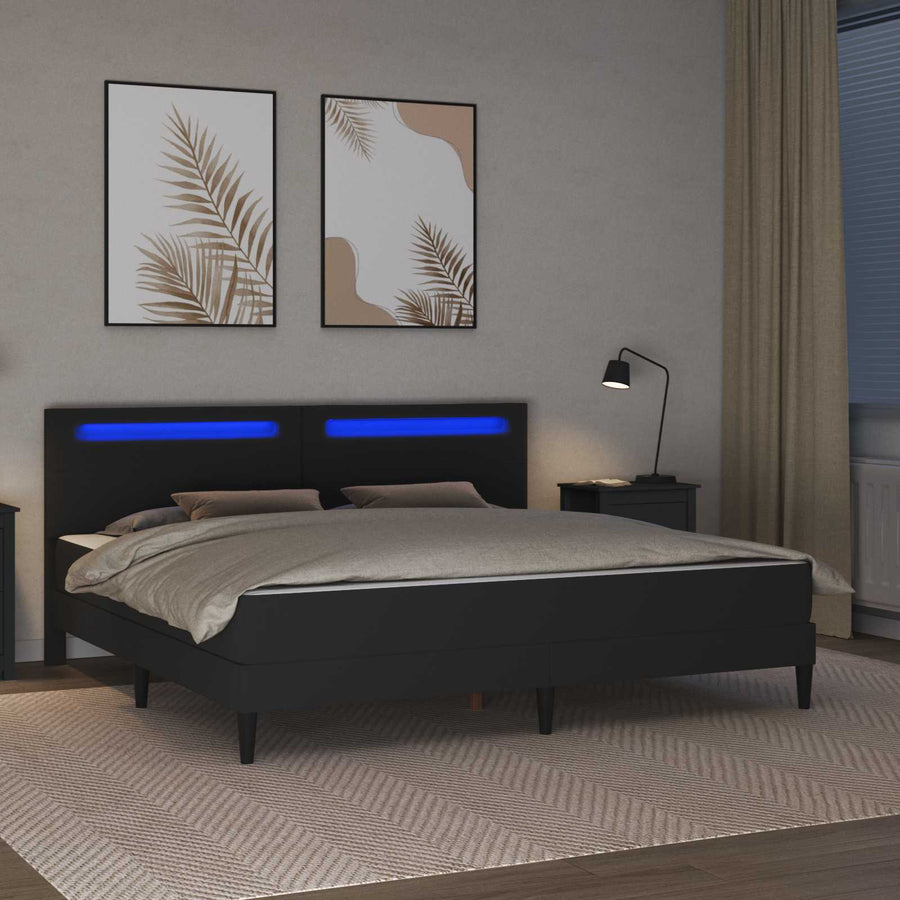 Bedframe met LED-stripverlichting Zwart 200 x 200 cm Kunstleer