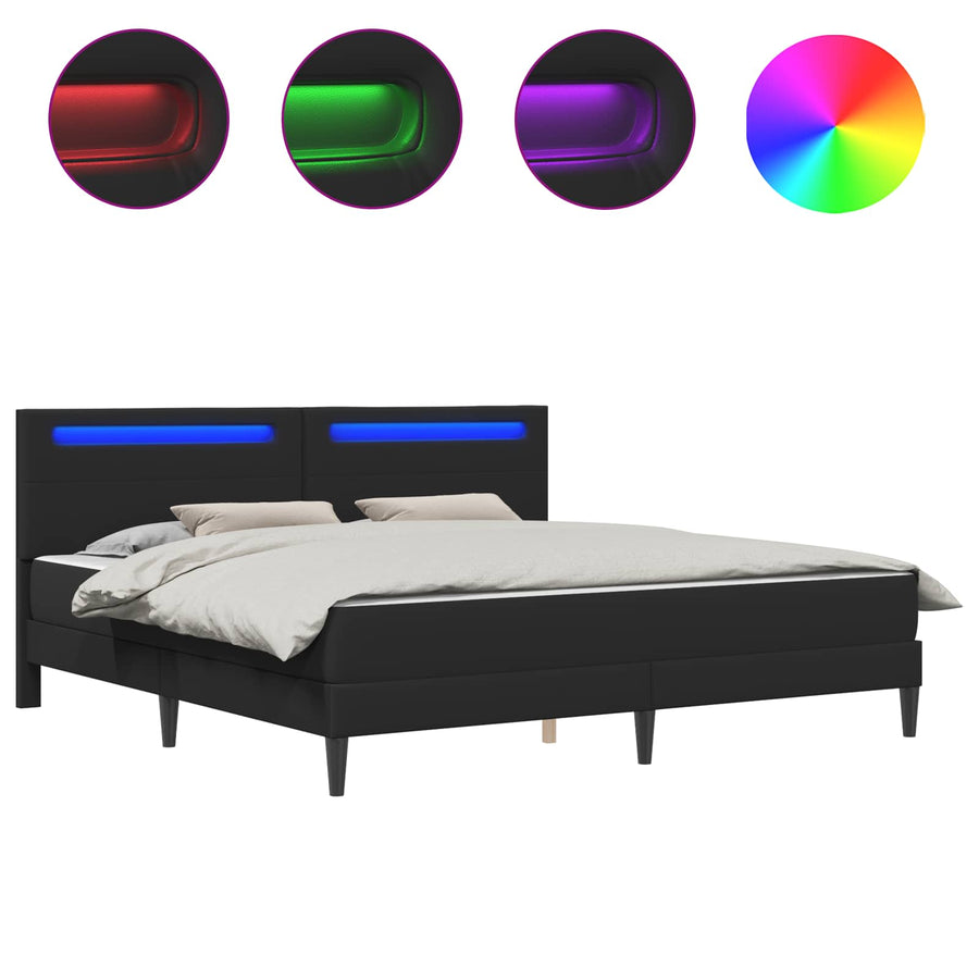 Bedframe met LED-stripverlichting Zwart 200 x 200 cm Kunstleer