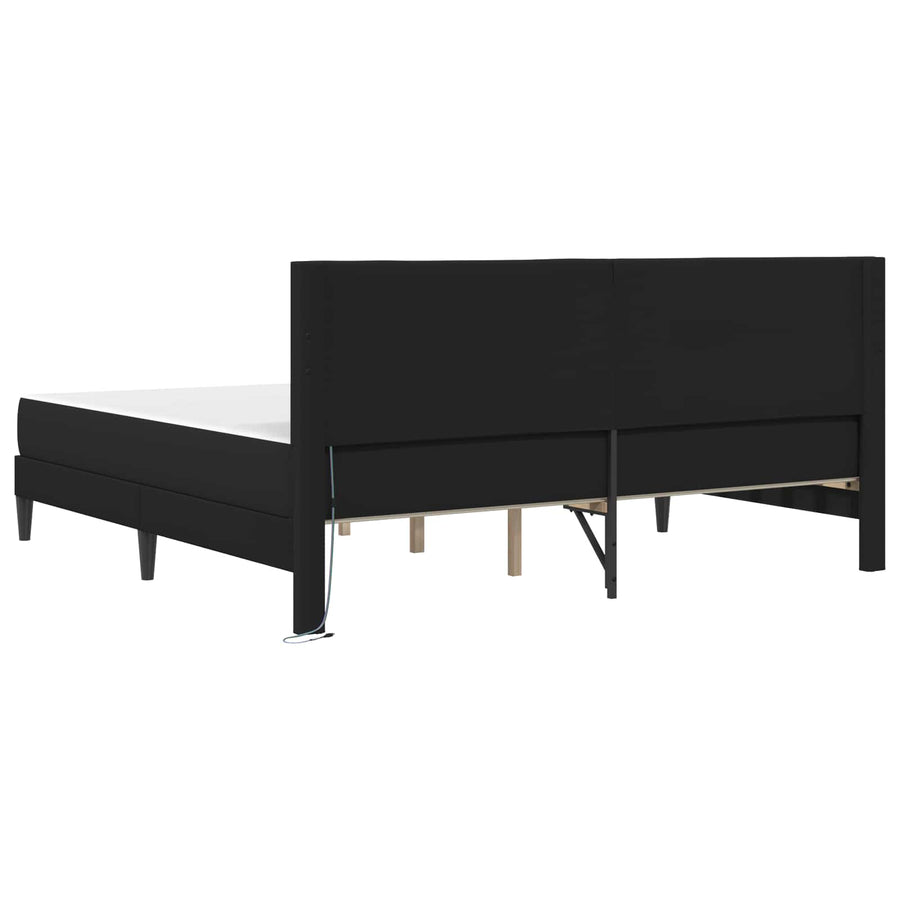 Bedframe met LED-stripverlichting Zwart 200 x 200 cm Kunstleer