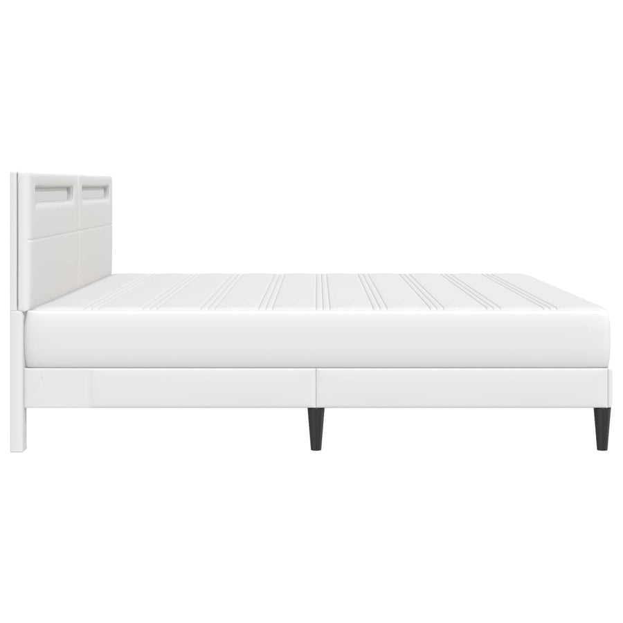 Bedframe met LED-stripverlichting Wit 200 x 200 cm Kunstleer