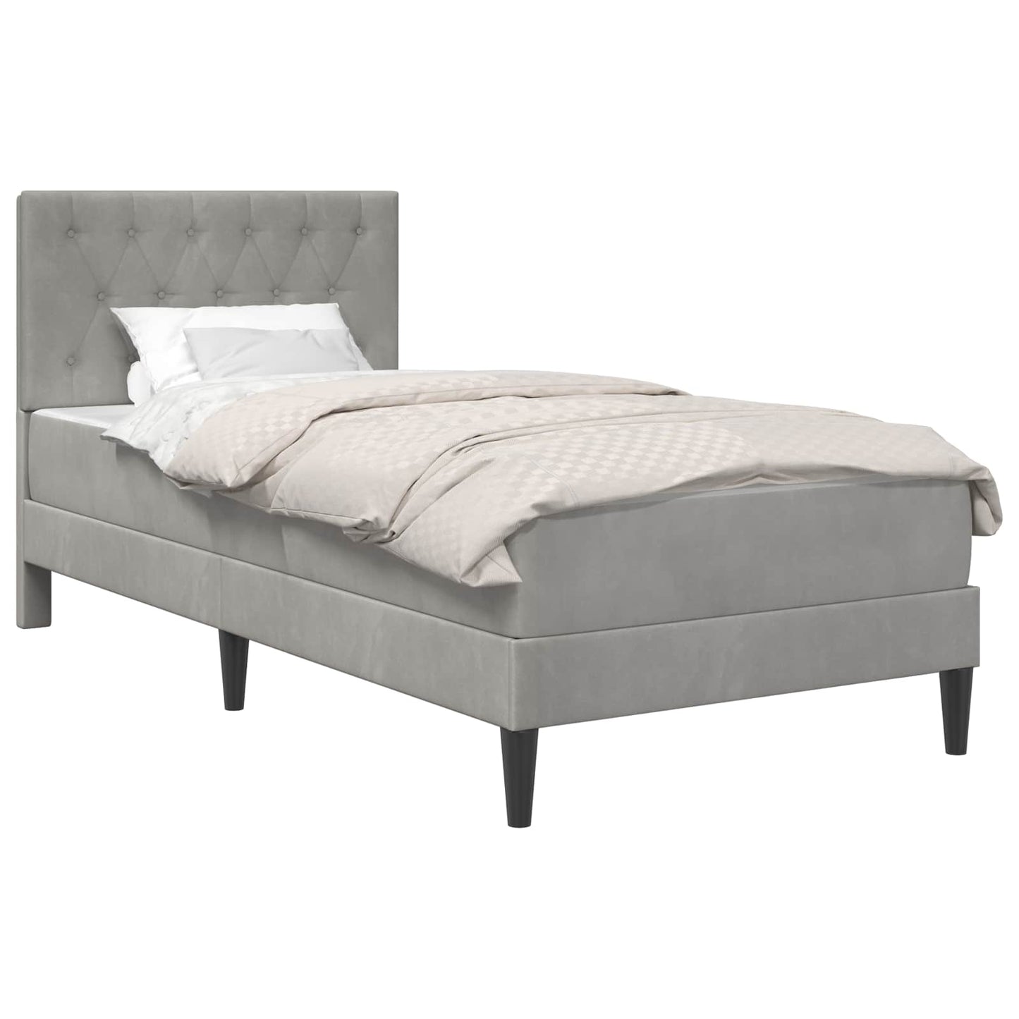Bedframe met matras Lichtgrijs 80 x 200 cm Fluweel