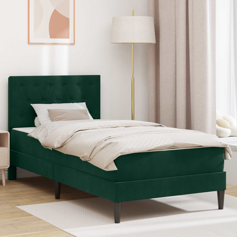 Bedframe met matras Donkergroen 80 x 200 cm Fluweel
