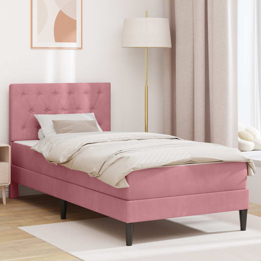 Bedframe met matras met hoofdeinde Roze 80 x 200 cm Fluweel