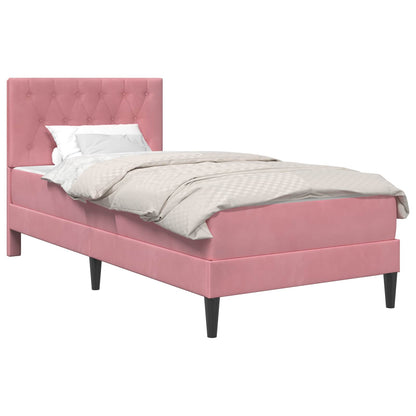 Bedframe met matras met hoofdeinde Roze 80 x 200 cm Fluweel