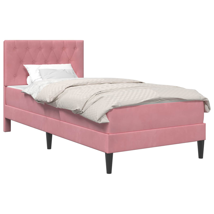 Bedframe met matras met hoofdeinde Roze 80 x 200 cm Fluweel
