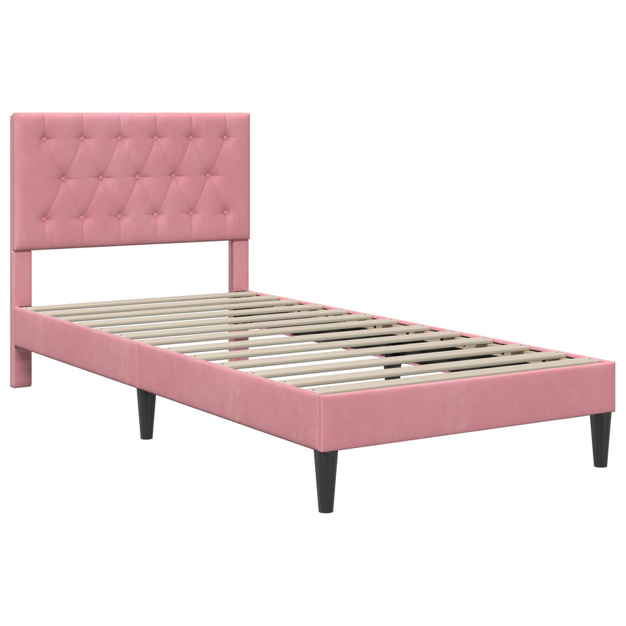 Bedframe met matras met hoofdeinde Roze 80 x 200 cm Fluweel