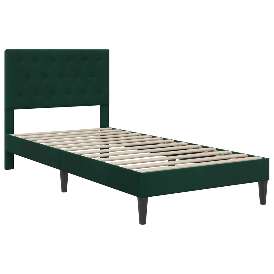 Bedframe met matras Donkergroen 90 x 190 cm Fluweel