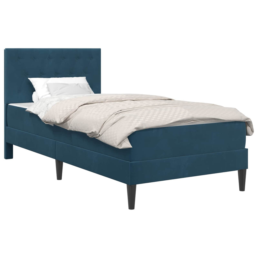 Bedframe met matras met hoofdeinde Blauw 90 x 190 cm Fluweel