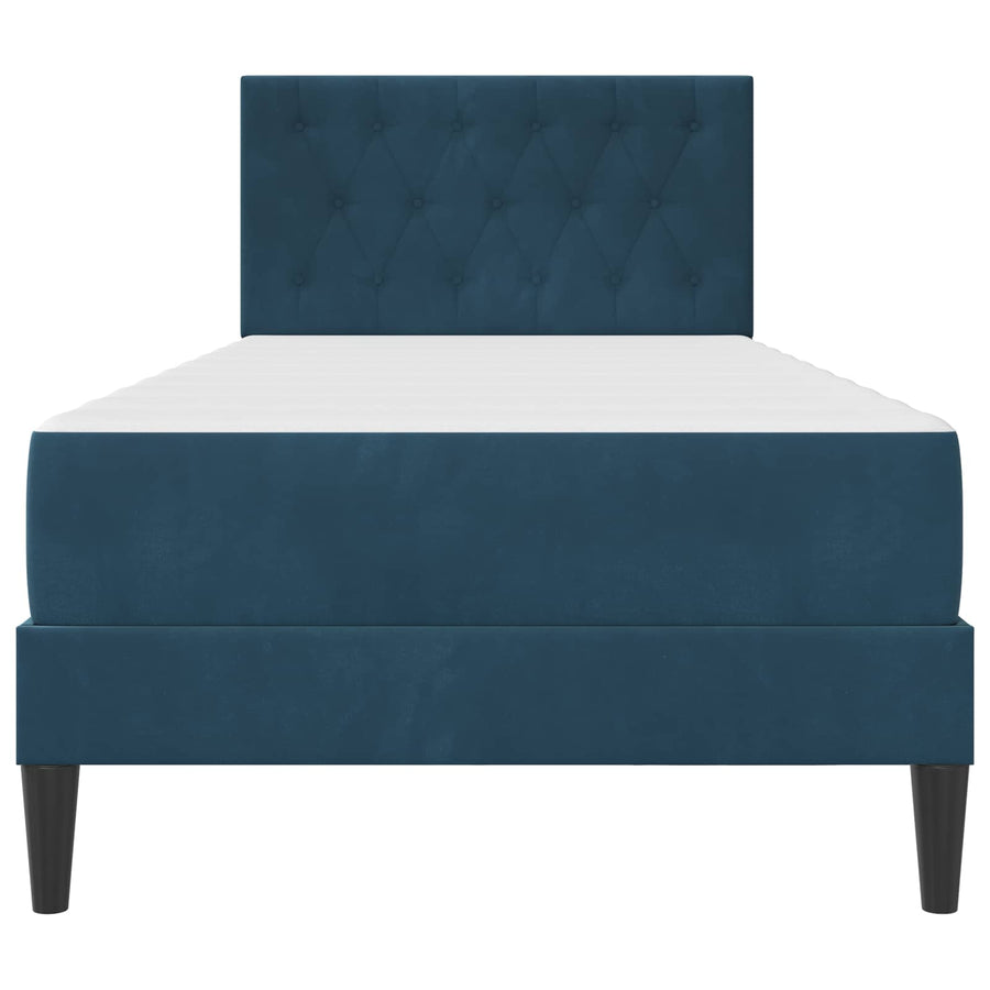 Bedframe met matras met hoofdeinde Blauw 90 x 190 cm Fluweel