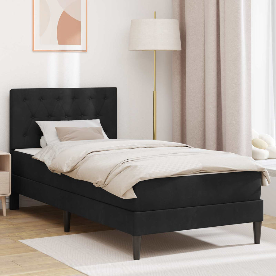 Bedframe met matras met hoofdeinde Zwart 90 x 200 cm Fluweel