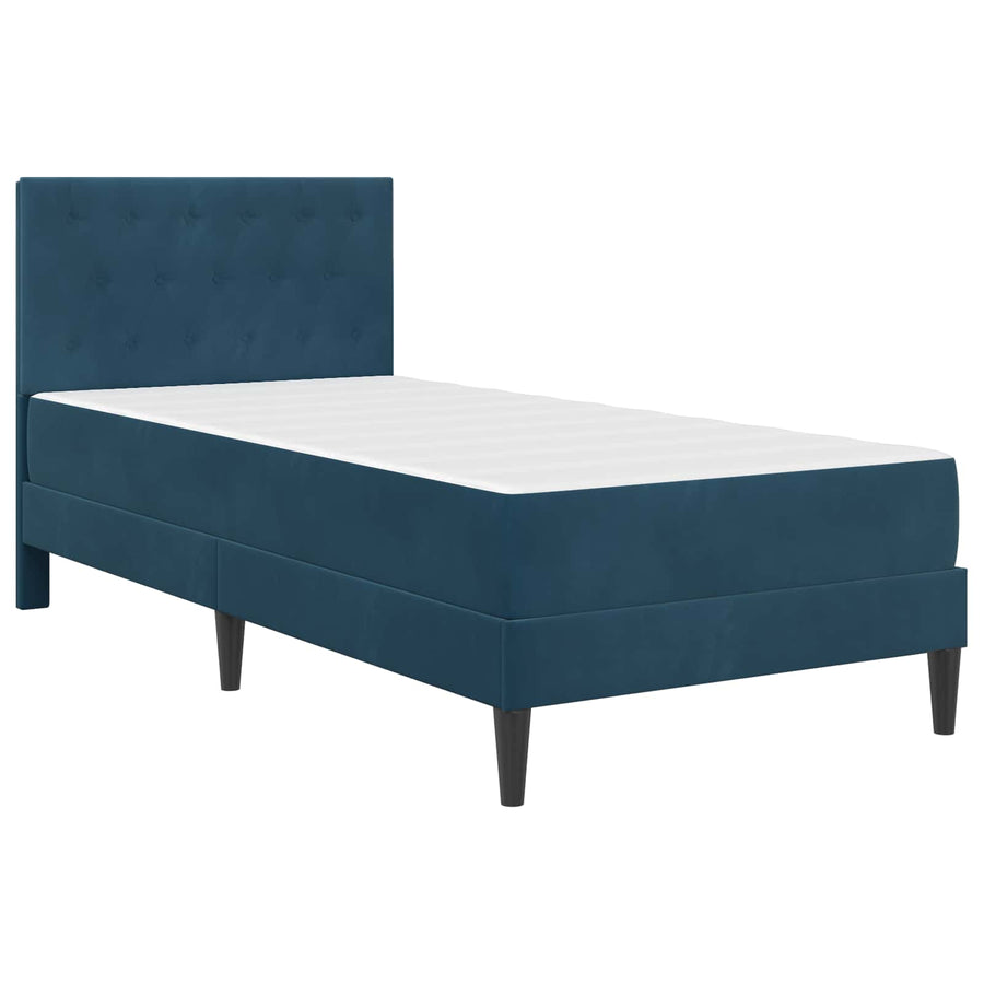 Bedframe met matras met hoofdeinde Blauw 90 x 200 cm Fluweel