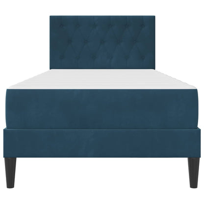 Bedframe met matras met hoofdeinde Blauw 90 x 200 cm Fluweel