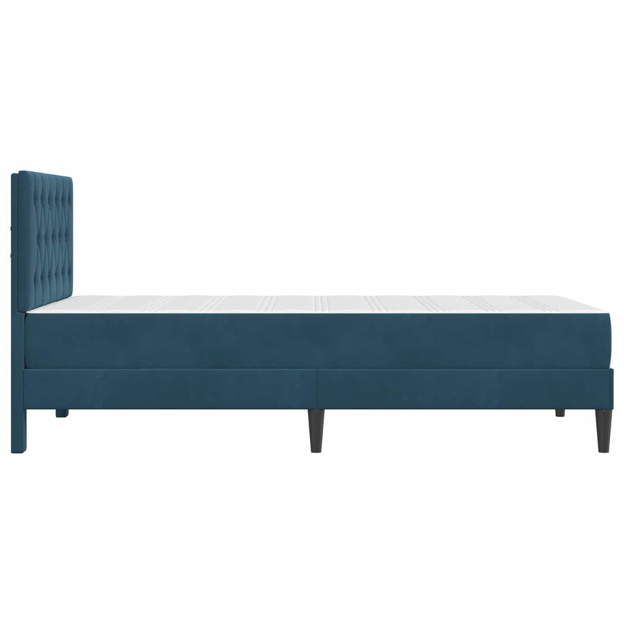 Bedframe met matras met hoofdeinde Blauw 90 x 200 cm Fluweel