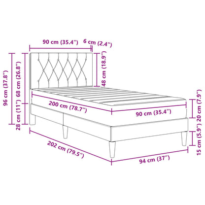 Bedframe met matras met hoofdeinde Blauw 90 x 200 cm Fluweel