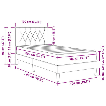 Bedframe met matras Donkergrijs 100 x 200 cm Fluweel