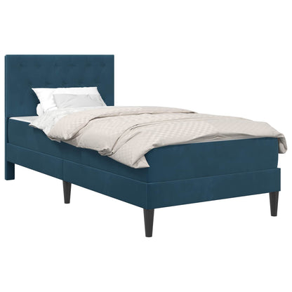 Bedframe met matras met hoofdeinde Blauw 100 x 200 cm Fluweel