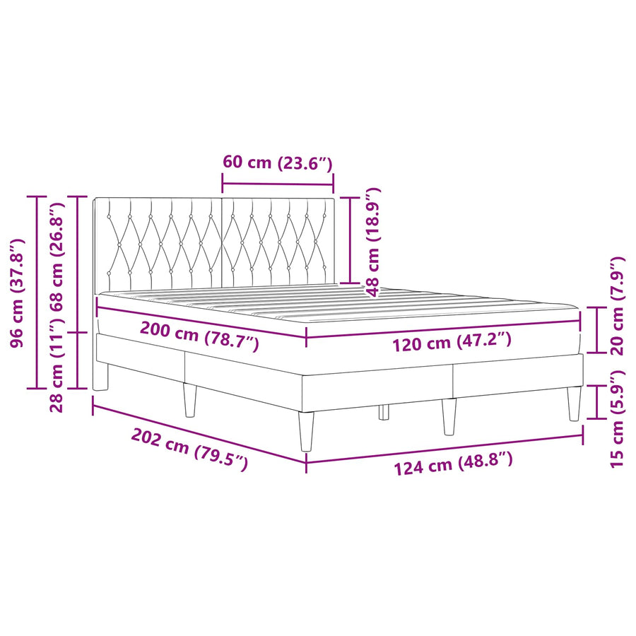 Bedframe met matras Lichtgrijs 120 x 200 cm Fluweel