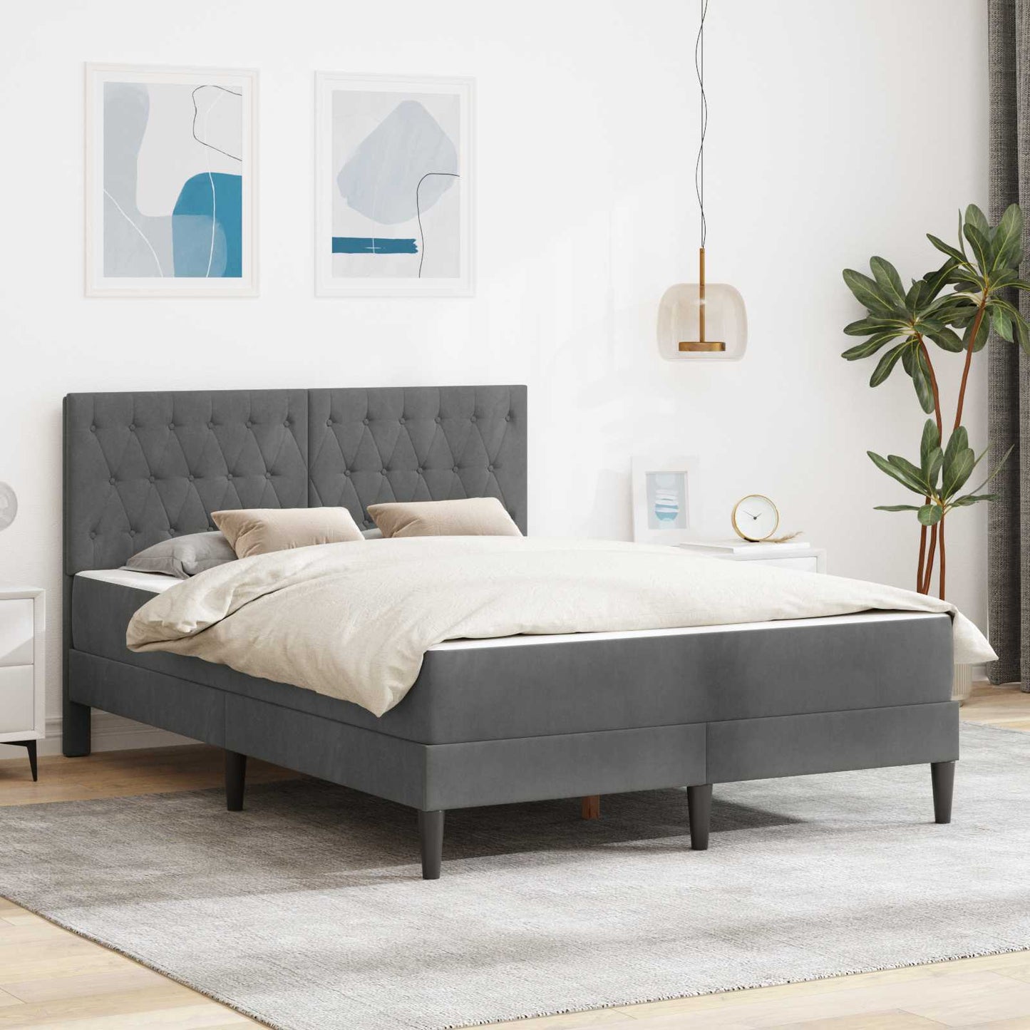 Bedframe met matras Donkergrijs 120 x 200 cm Fluweel