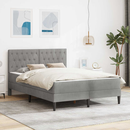 Bedframe met matras Lichtgrijs 140 x 200 cm Fluweel