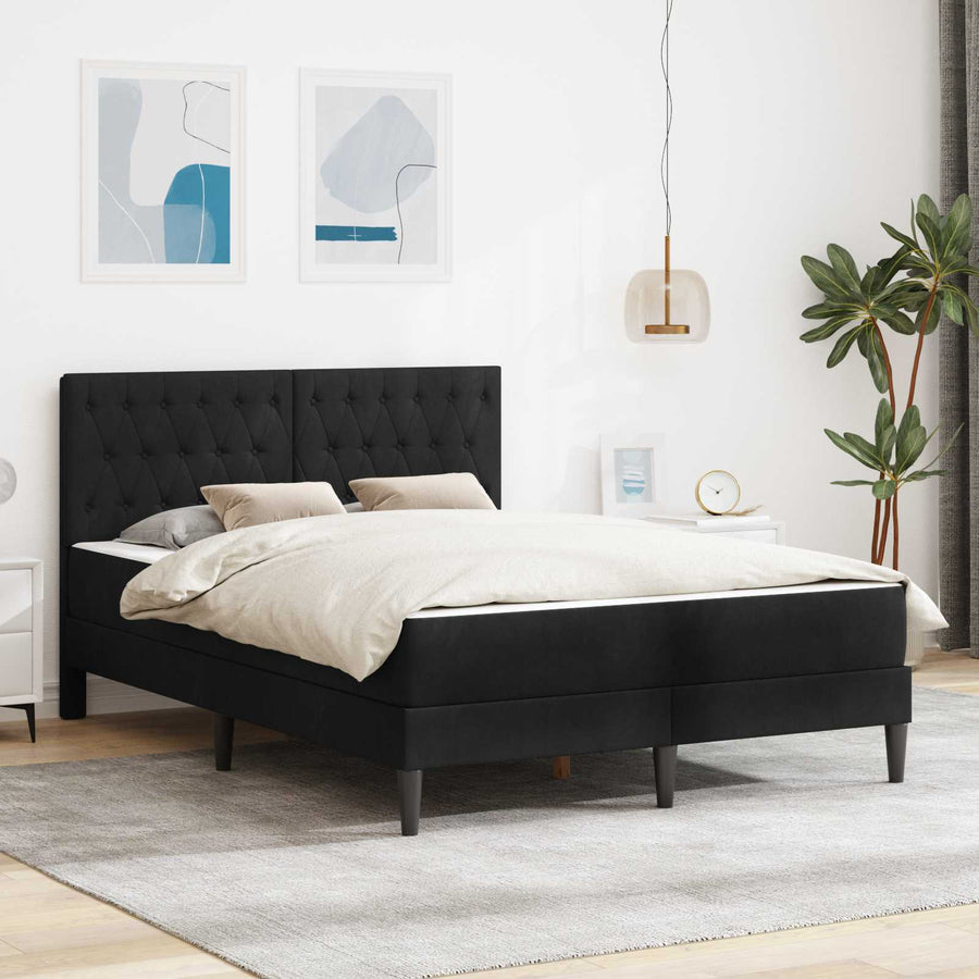 Bedframe met matras met hoofdeinde Zwart 140 x 200 cm Fluweel