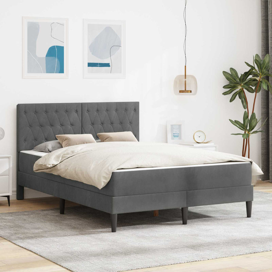 Bedframe met matras Donkergrijs 160 x 200 cm Fluweel