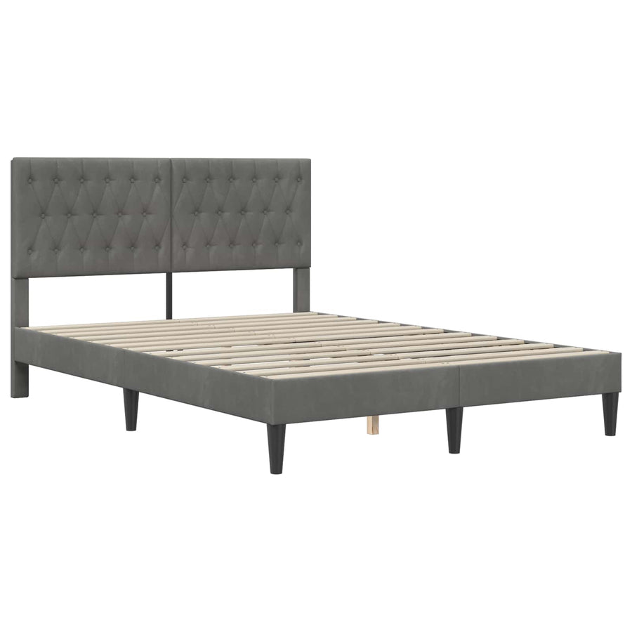 Bedframe met matras Donkergrijs 160 x 200 cm Fluweel